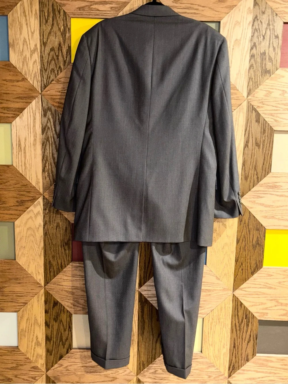 Vtg 60s 70s Hart Schaffner & Marx Suit Grey Fine Australian Wool 2 Pc 43L 36x30